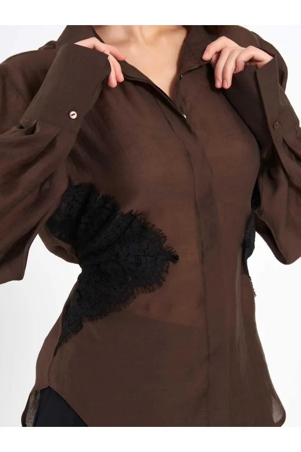 080812 Dantel Detaylı Gömlek