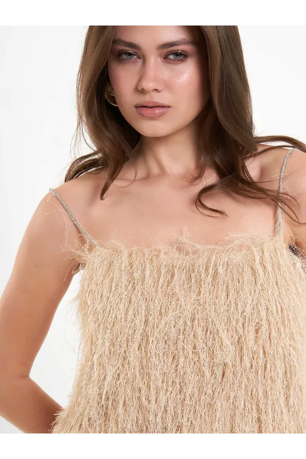 111658 Saçaklı Mini  Elbise