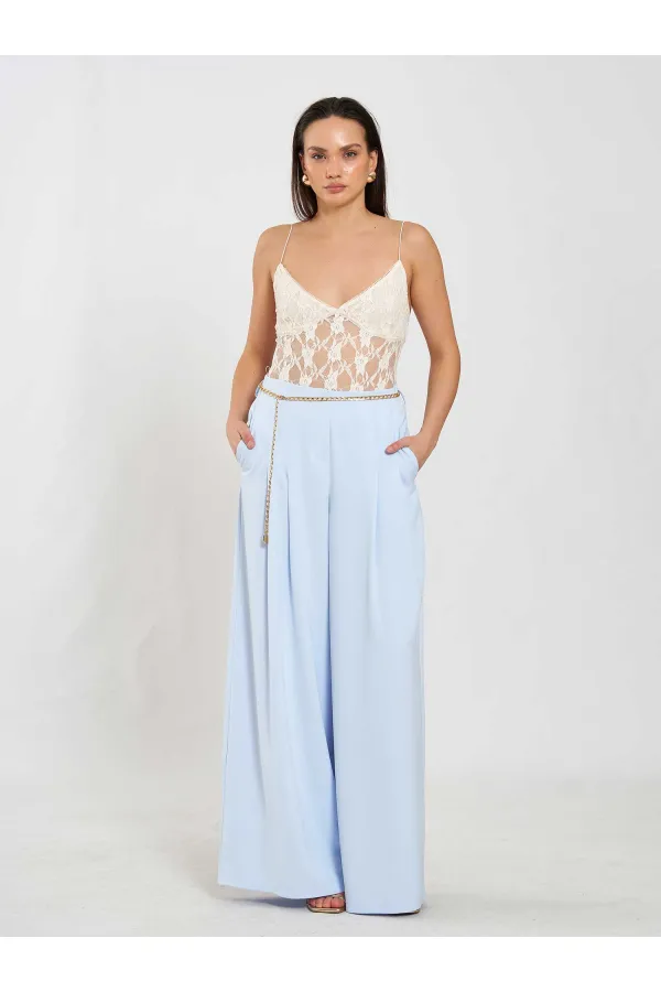 031641 Pervazlı Çift Pile Pantolon