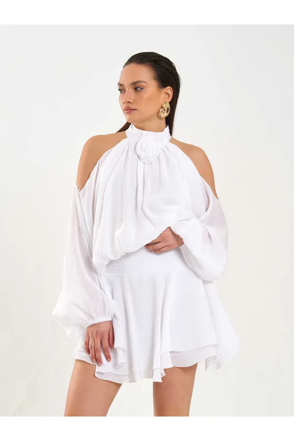 041182 Beli Nervürlü Mini Etek