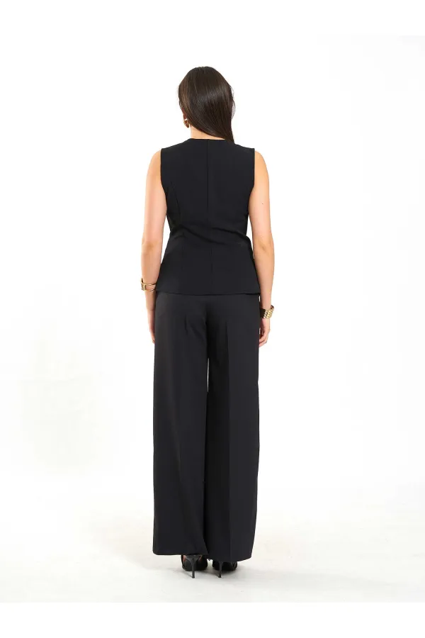 071892 Chemisier asymétrique à col en V et boucle