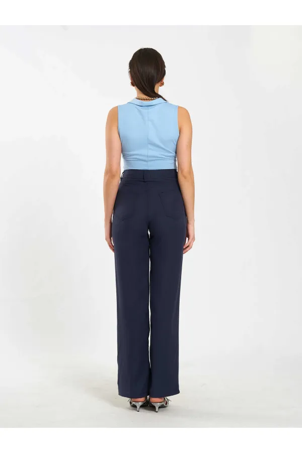 071894 Front Zipper Knitted Sleeveless Bodysuit