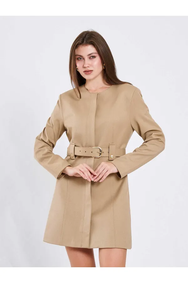 111640 Kendinden Kemerli Mini Elbise