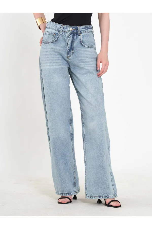 031668 Wide Leg Denim Trousers