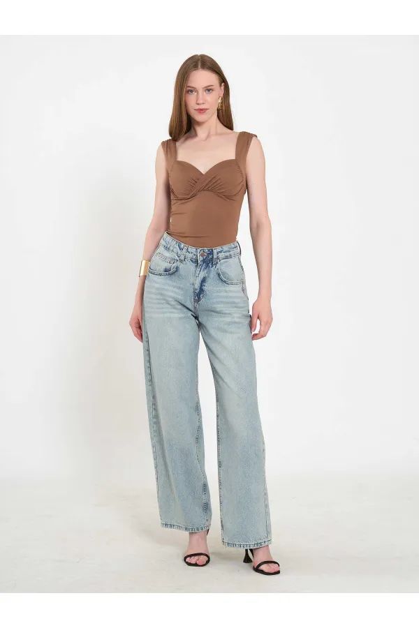 031668 Wide Leg Denim Trousers