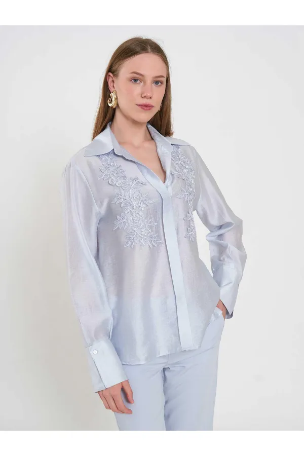 080820 Tencel Shirt with Lace Details