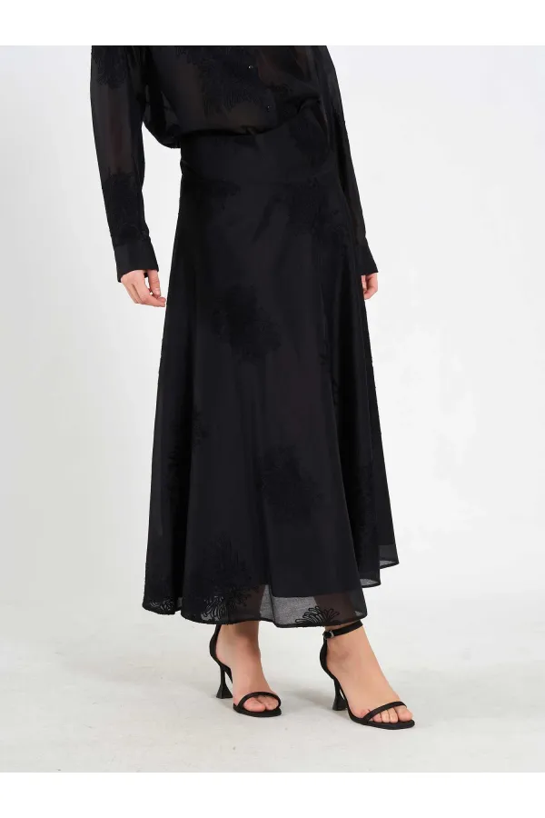 Jupe midi à volants 041192