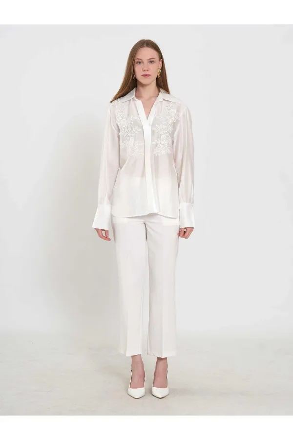 080820 Tencel Shirt with Lace Details