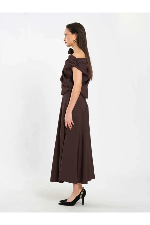 Jupe midi à volants 041162