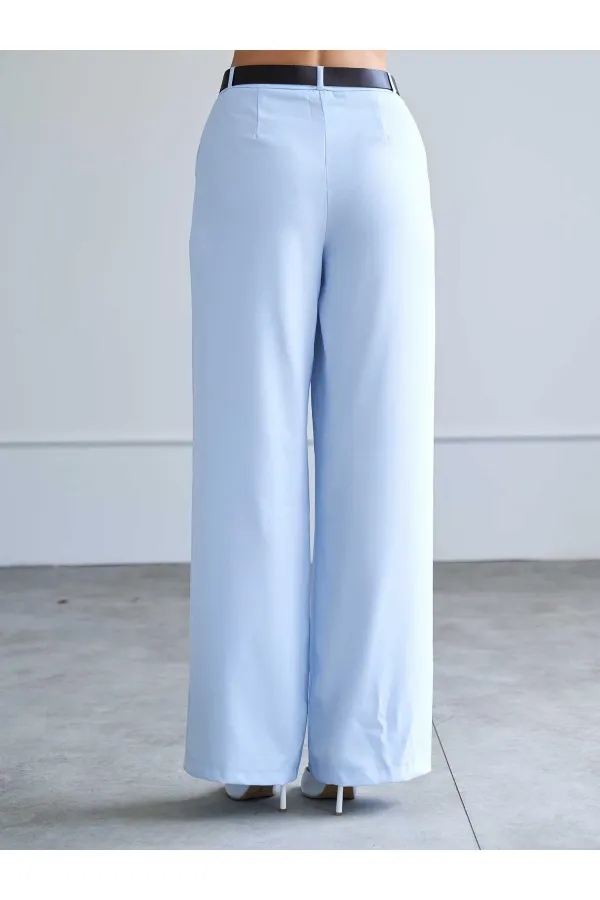 031661 Düz Kesim Kemerli  Pantolon