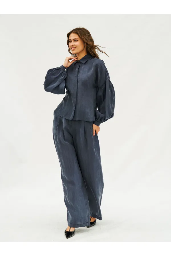 220579 Balon Kol Gömlek Pantolon Takım