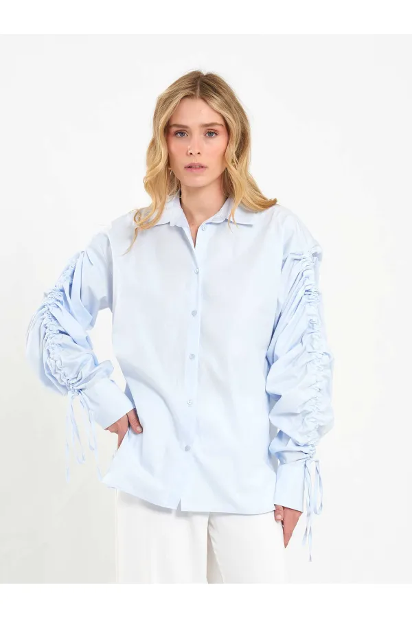 080796 Kolları Büzgülü Gömlek