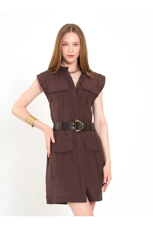 111720 Ayos Linen Mini Dress with Pocket Detail