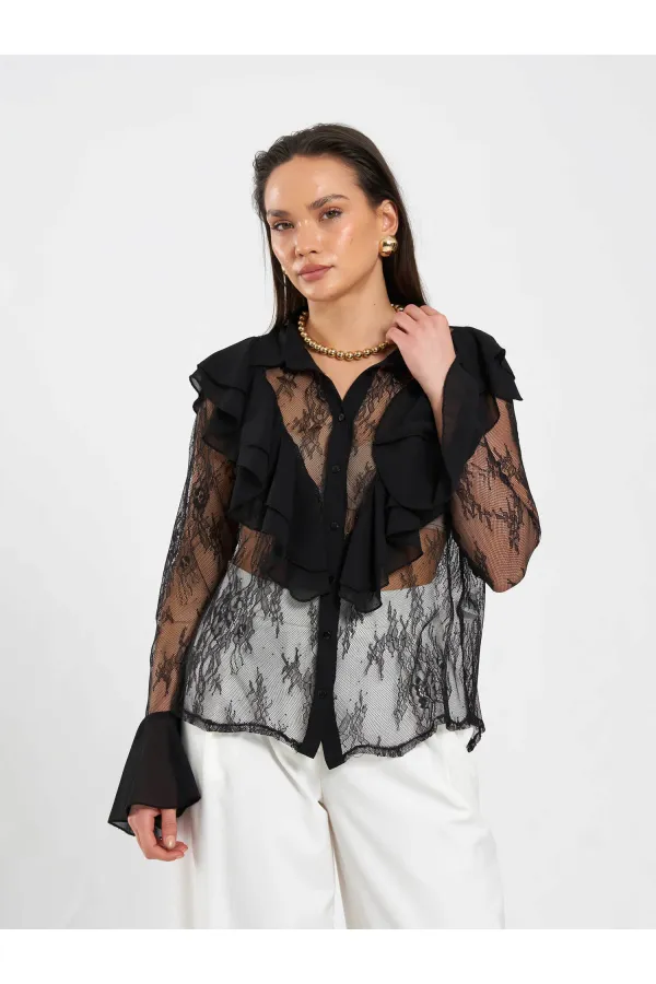 Chemisier en dentelle à volants 080791