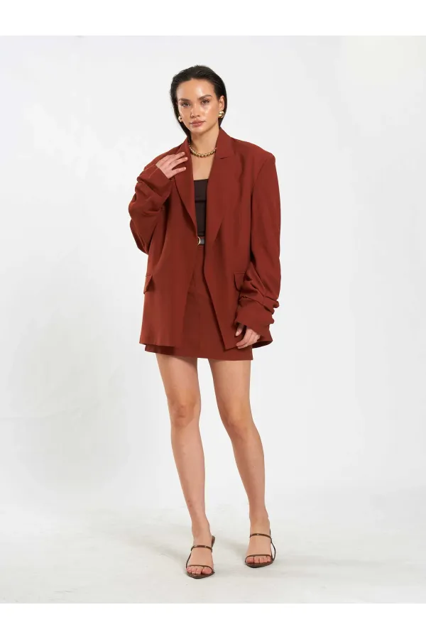 131046 Oversize Kolları Pileli Ceket