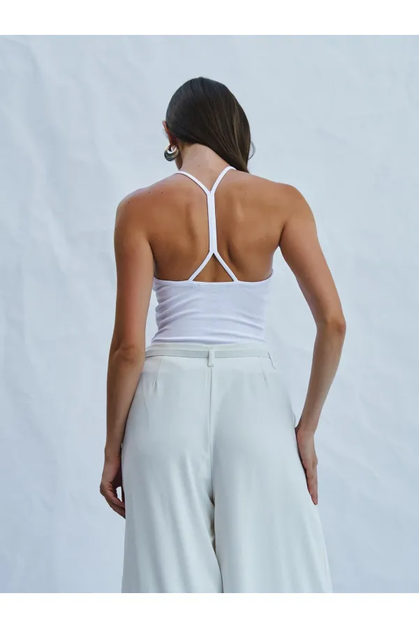 060333 Cross Back Strap Knitted Bodysuit