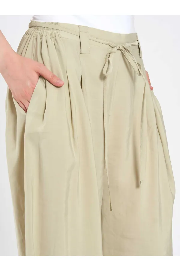 031678 Elastic Waist Detail Belted Trousers