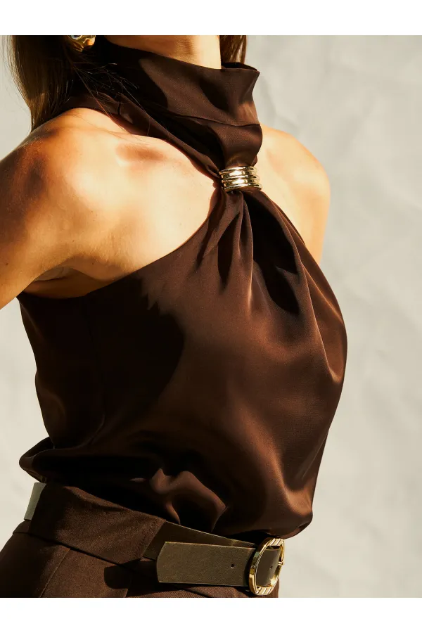 071773 Buckled Satin Blouse 071773 Buckled Satin Blouse