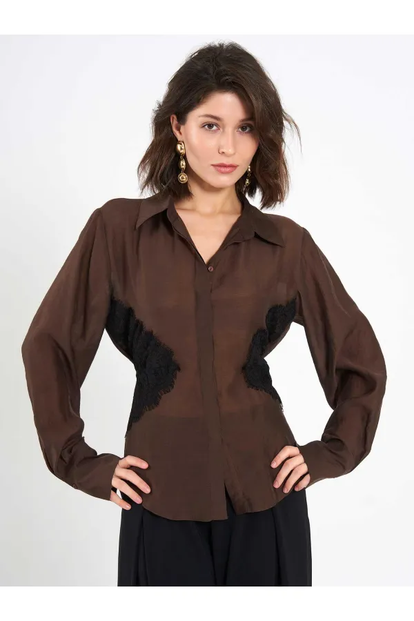 080812 Dantel Detaylı Gömlek