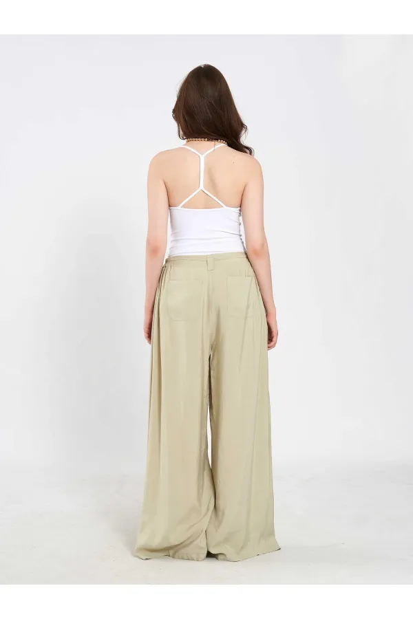 031678 Elastic Waist Detail Belted Trousers