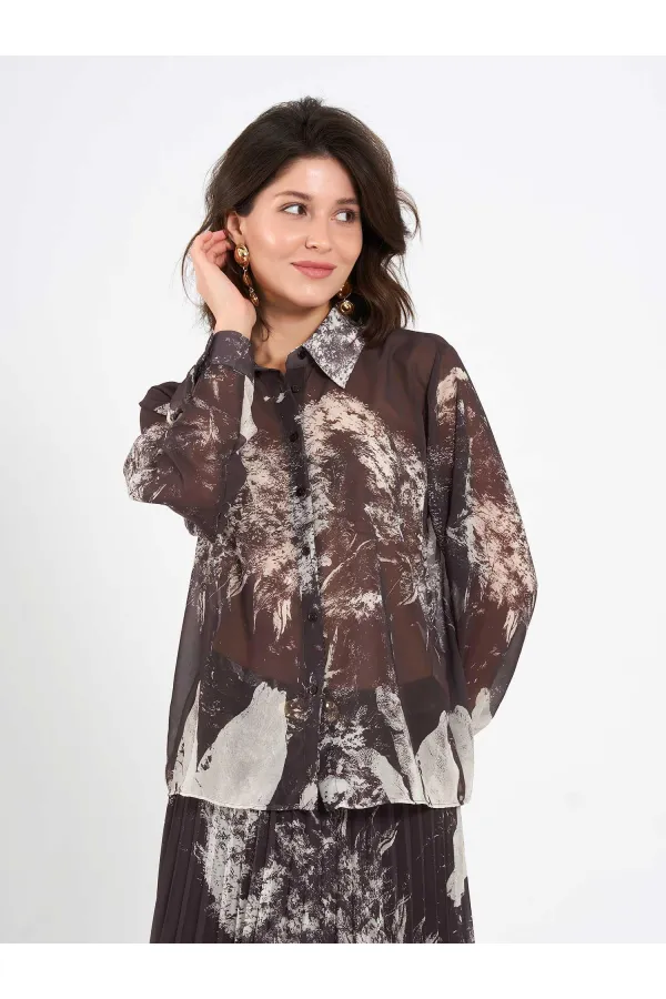 Chemise en mousseline effet aquarelle 080813