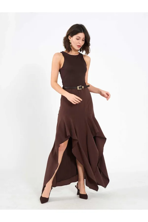 111711 Embellished Belted Dress
