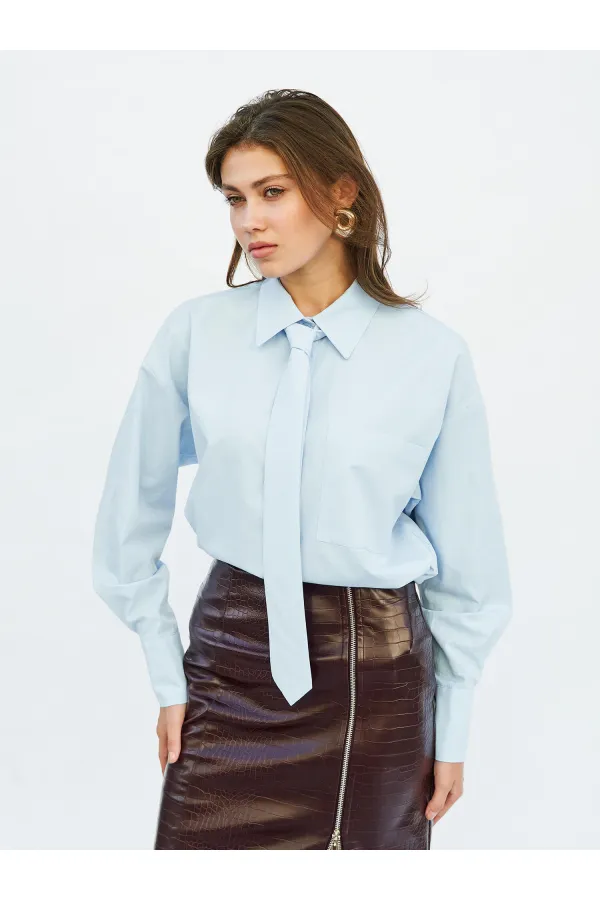 080733 Kravatlı Tek Cep Gömlek