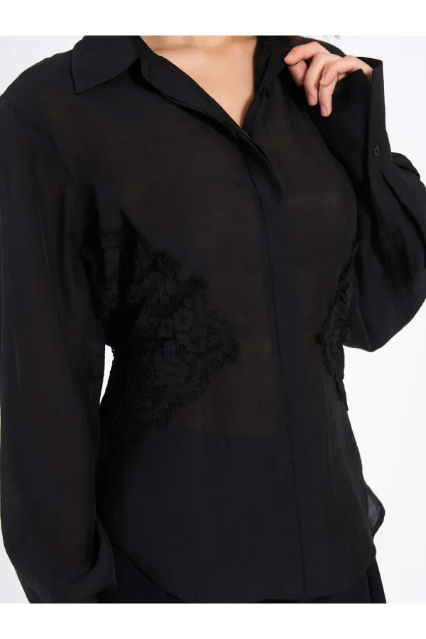 Chemise à détails en dentelle 080812