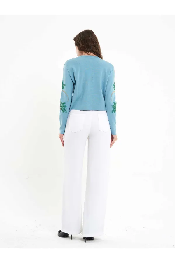 150525 Palm Tree Beaded Cardigan