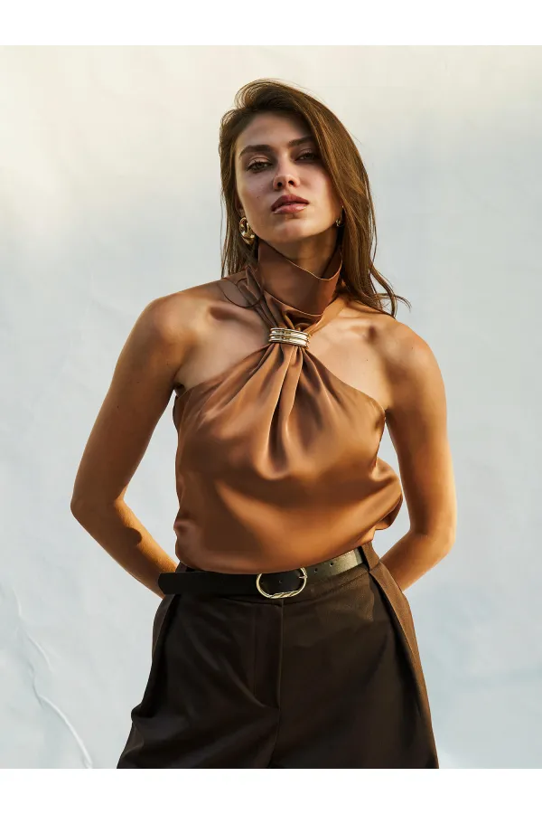 071773 Buckled Satin Blouse