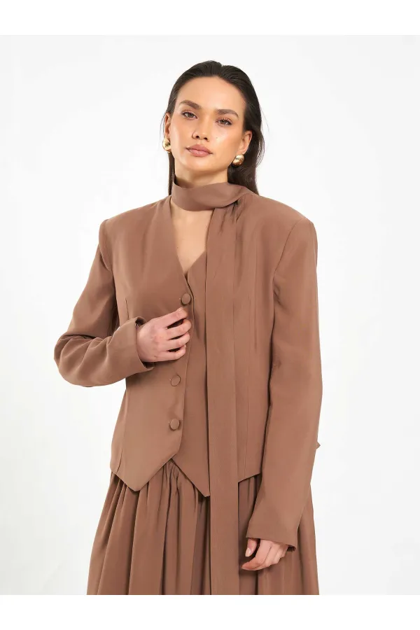 131049 Veste châle à col en V