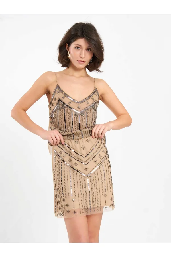 041186 Mini Sequin Tulle Skirt