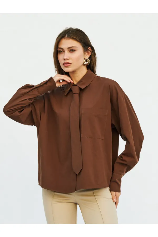 080733 Kravatlı Tek Cep Gömlek