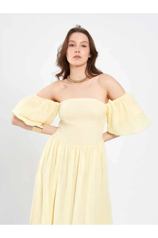 Robe en coton à manches ballon 111736 Robe en coton à manches ballon 111736