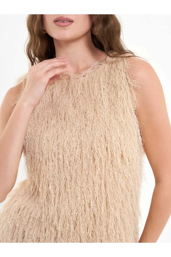 111634 Saçaklı Mini Elbise