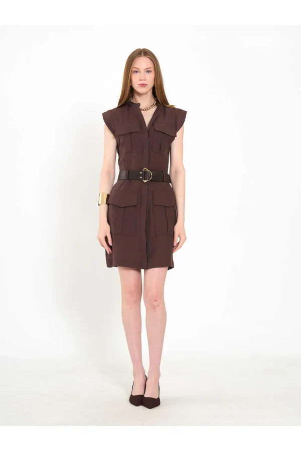 111720 Ayos Linen Mini Dress with Pocket Detail