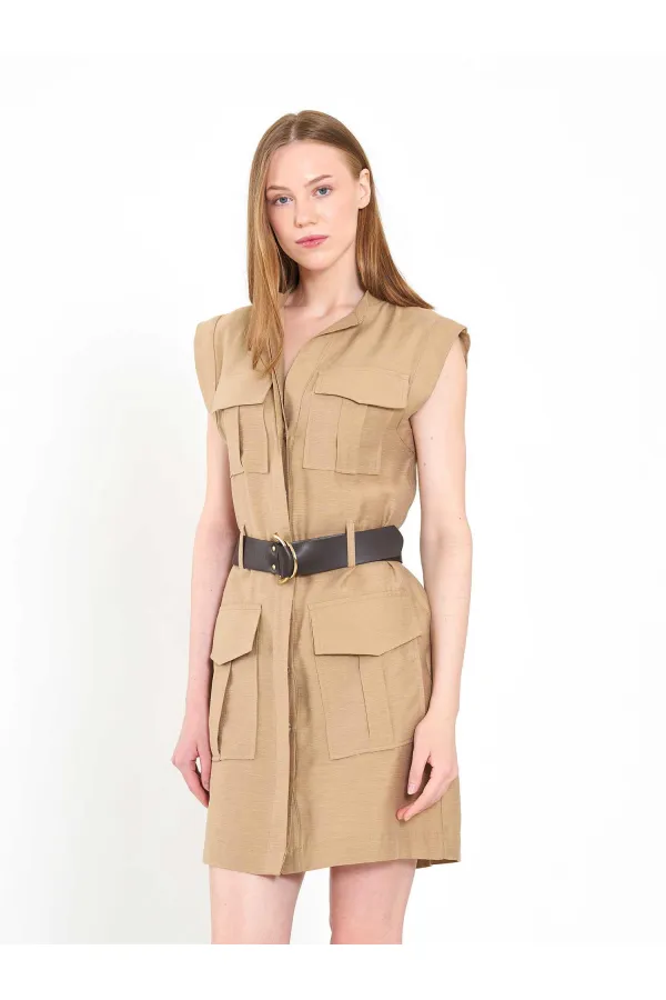 111720 Ayos Linen Mini Dress with Pocket Detail