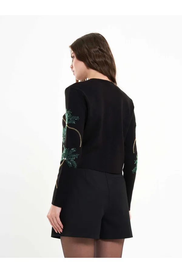 150525 Palm Tree Beaded Cardigan