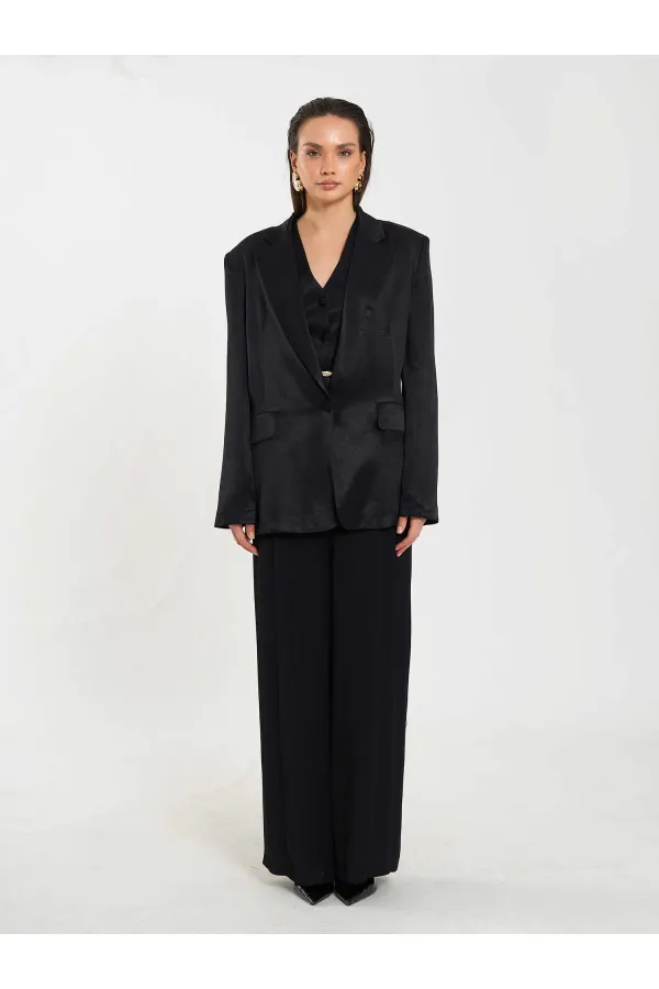 131055 Tek Düğme Oversize Ceket