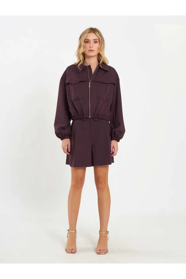 160896 Veste bomber à fermeture éclair frontale