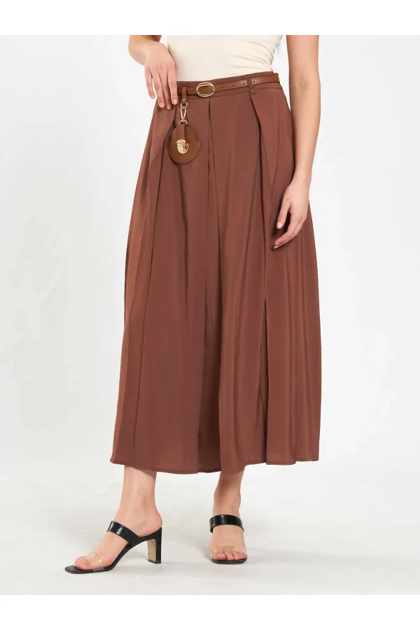 041164 A Pleated Belted Midi Skirt
