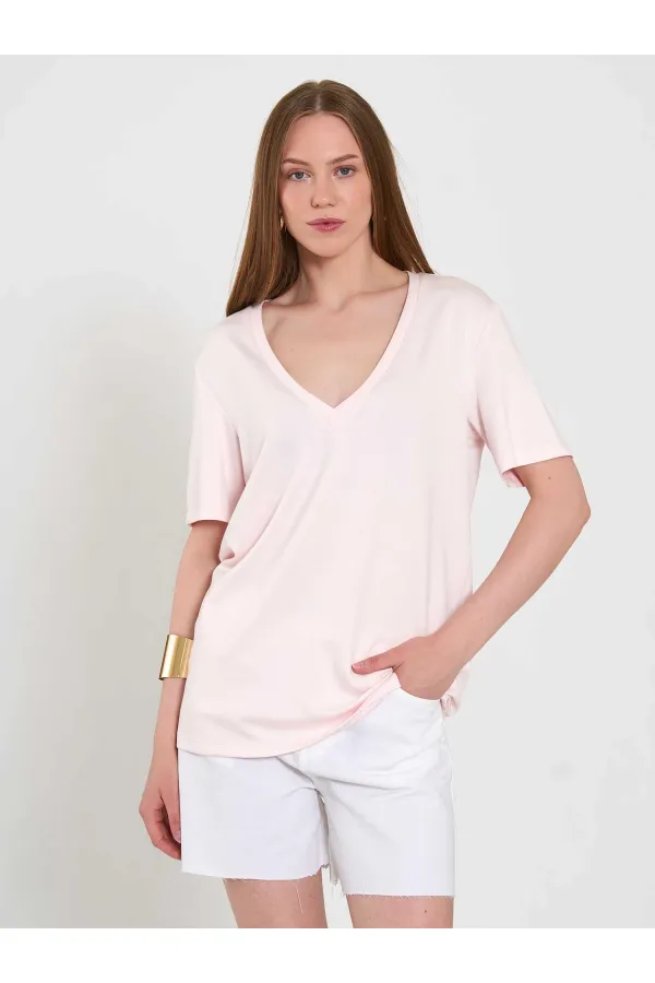 050736 V-Neck Knitted T-Shirt