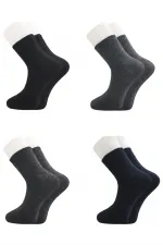 Men's Lambswool Wool Winter Multicolored Ankle Socks, 4-Pack