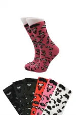 Chaussettes de tennis colorées pour femmes, en coton, à motifs longs, lot de 6.
