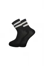 Unisex White 2 Striped Black Half-Cuff Tennis Socks College 3-Pack