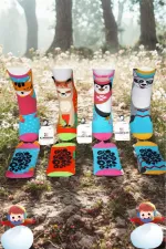 Serviette pour enfants, chaussettes courtes à motifs variés, colorées, lot de 4