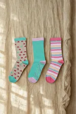 Çoçuk Çok Desenli Soket Çorap Renkli 3'Lü Paket