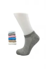 Kadın Patik Asorti Çok Renkli Pamuklu Çorap Pirinç Örgü 6'Lı Paket