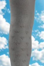 Kız Çoçuk Pamuklu Kalp Desen Külotlu Çorap Krem