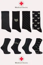 Kadın Pamuklu Soket Çorap Çok Renkli 4'Lü Paket